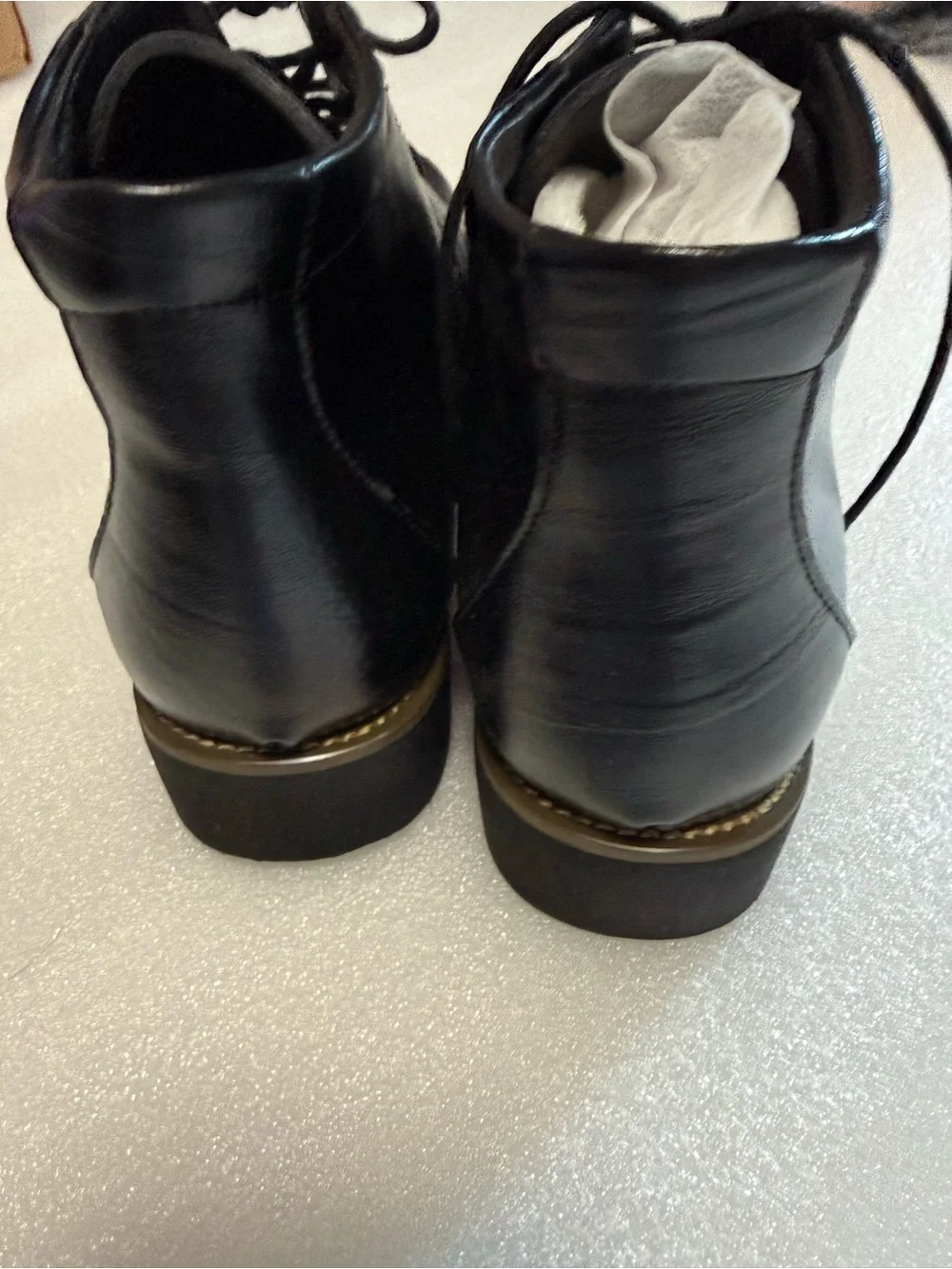 New Men's Black Leather Lace-Up Dress Boots